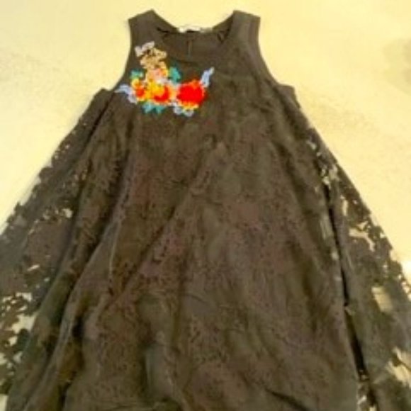 Sportmax Code Midi Lace Short Sleeve Black Small Lace Dress - Picture 1 of 9